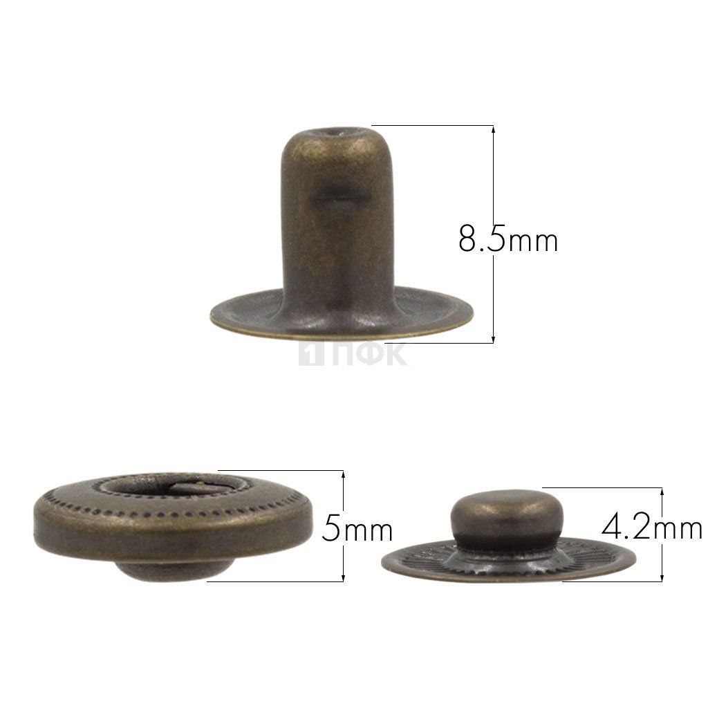 3 Части кнопки для одежды 15мм Альфа сталь цв антик (уп 720шт) NEW STAR