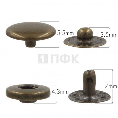 Кнопка для одежды 12,5мм Альфа латунь цв антик (уп 1440шт) NEW STAR