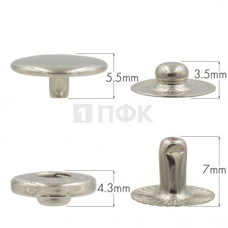 Кнопка для одежды 12,5мм Альфа латунь цв никель (уп 1440шт) NEW STAR