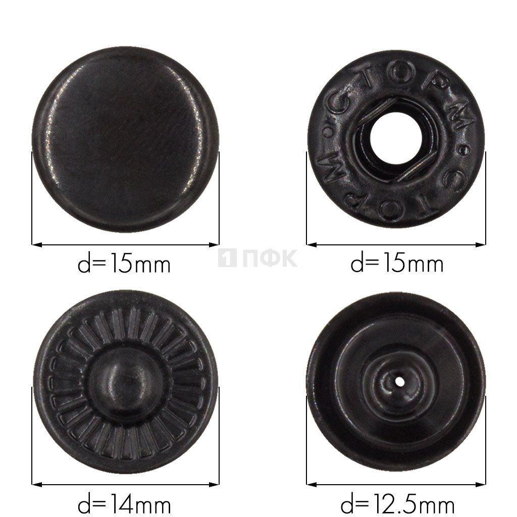 Кнопка для одежды 15мм Альфа сталь цв оксид (уп 720шт) STORM — ПФКР Кнопка для одежды 15мм Альфа сталь цв оксид (уп 720шт) STORM