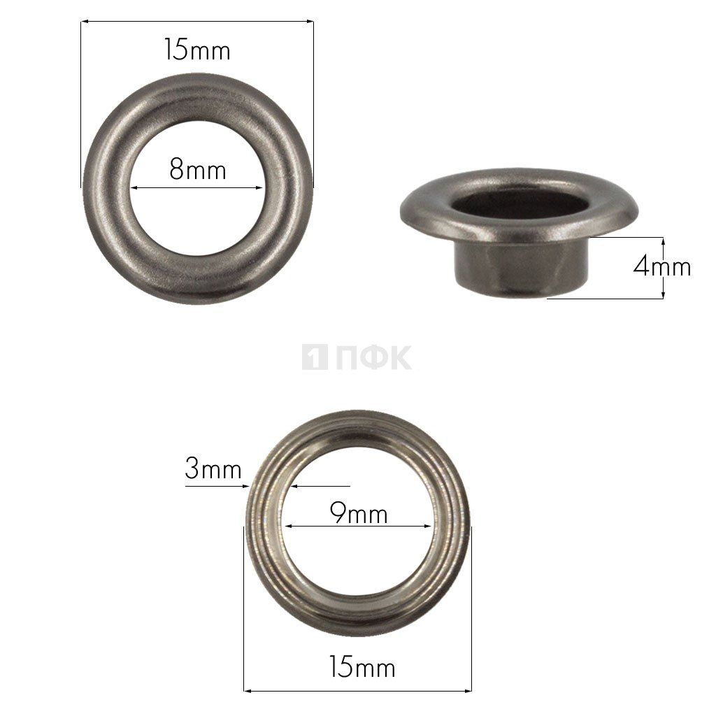Люверсы №5 8мм сталь цв никель тем (уп 1000шт)