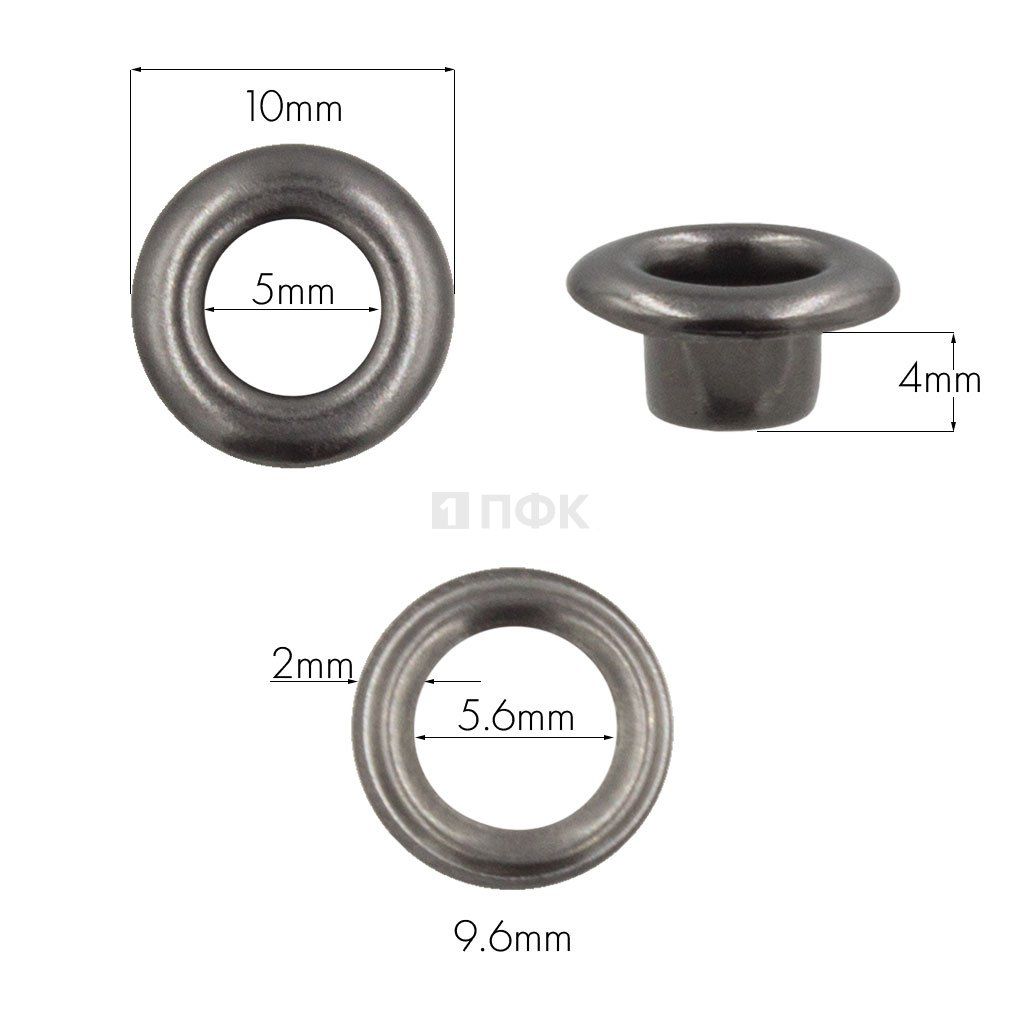 Люверсы №3 5мм латунь цв никель тем (уп 5000шт)