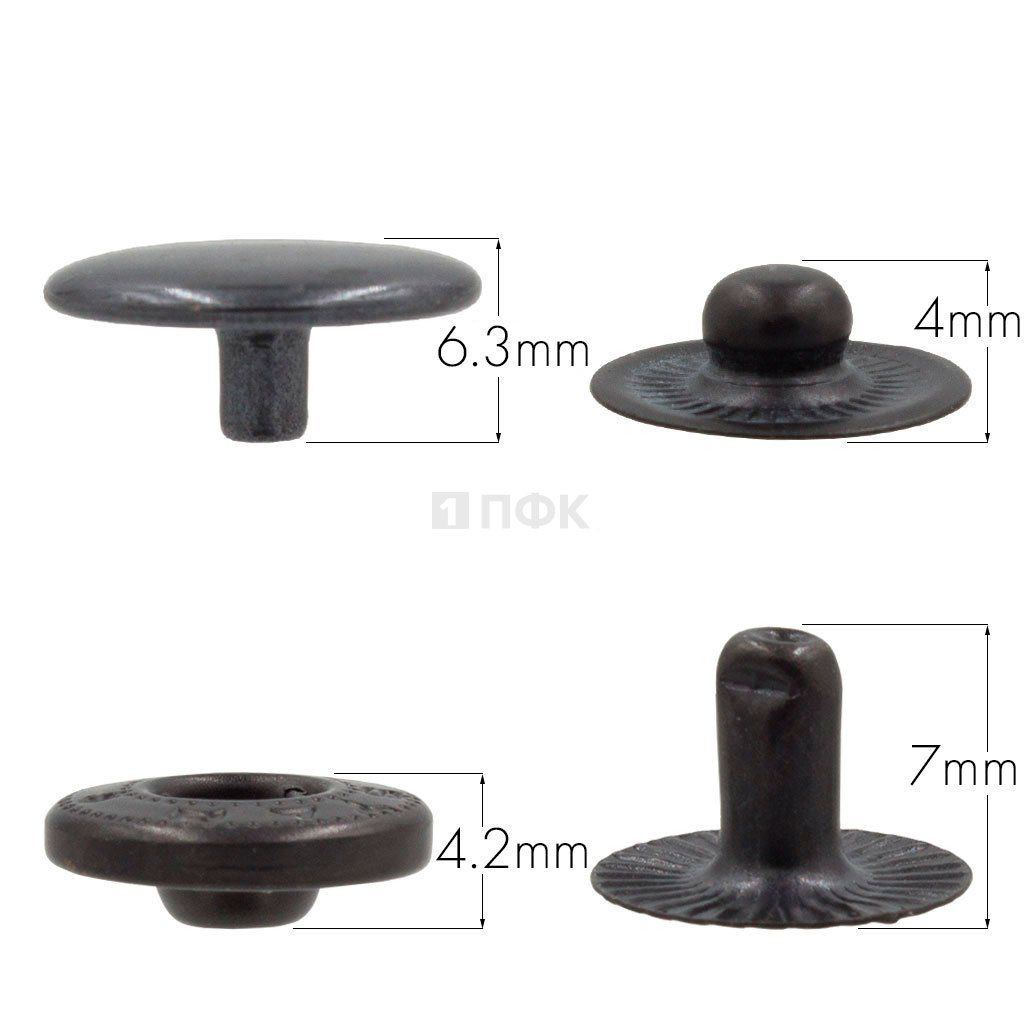 Кнопка для одежды 12,5мм Альфа нерж цв оксид (уп 1440шт) DNG