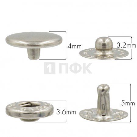 Кнопка для одежды 10мм Альфа латунь цв никель (уп 1440шт) STRONG