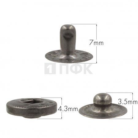 3 Части кнопки для одежды 12,5мм Альфа латунь цв никель тем (уп 1440шт) NEW STAR