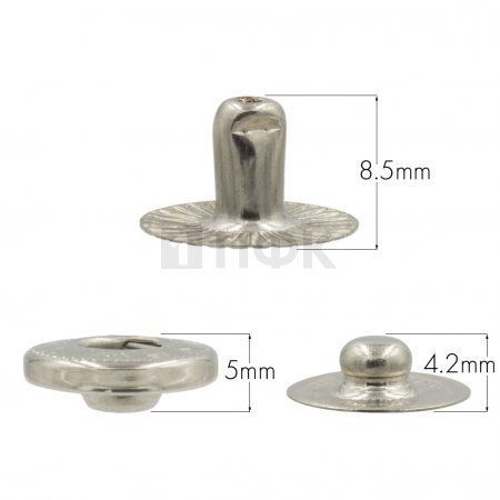 3 Части кнопки для одежды 15мм Альфа нерж цв никель (уп 720шт) BUTTONI