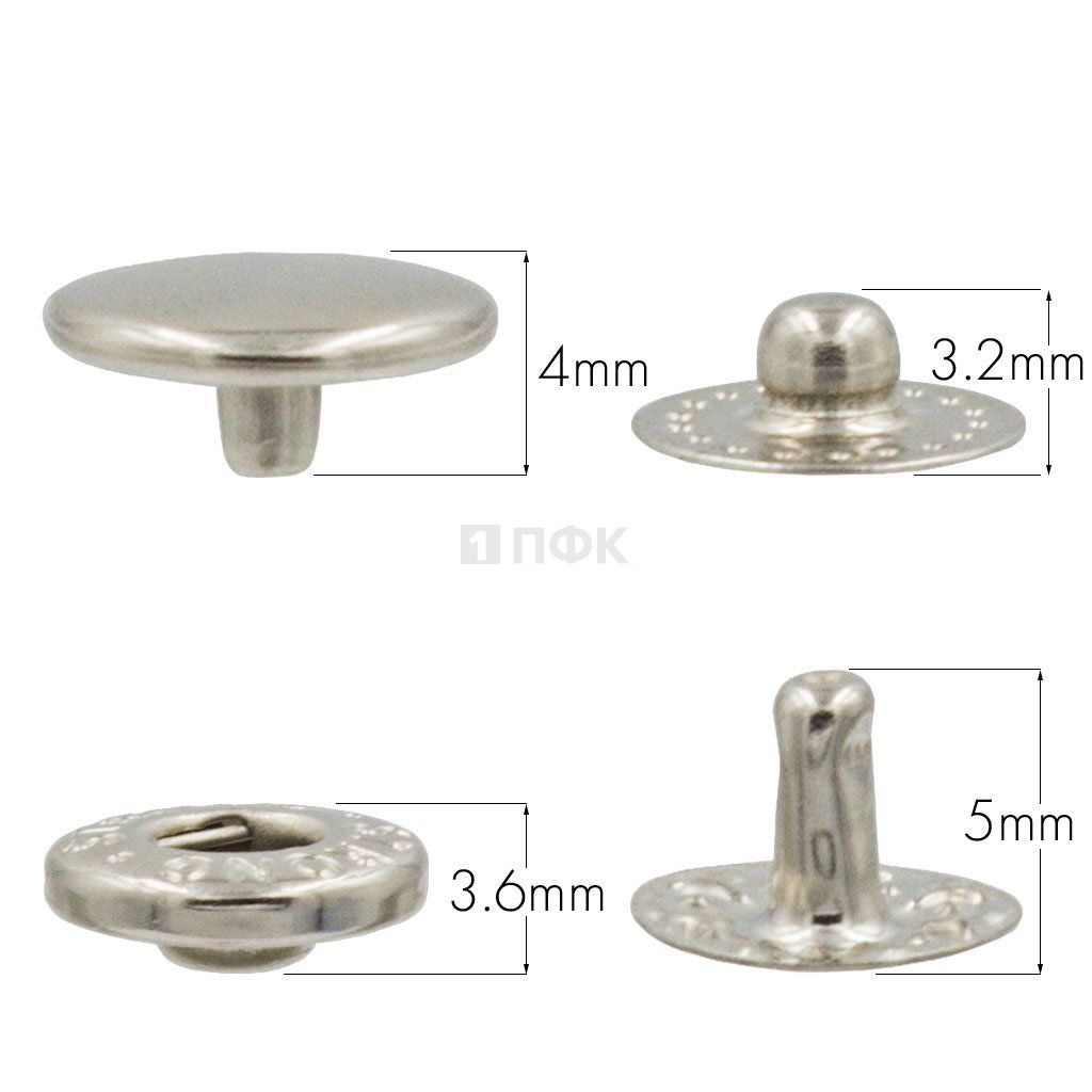Кнопка для одежды 10мм Альфа сталь цв никель (уп 1440шт) STRONG