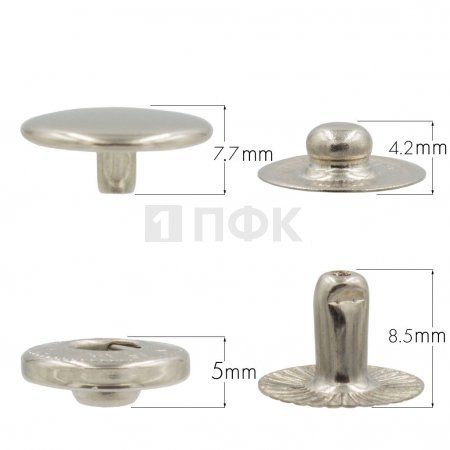 Кнопка для одежды 15мм Альфа нерж цв никель (уп 720шт) BUTTONI