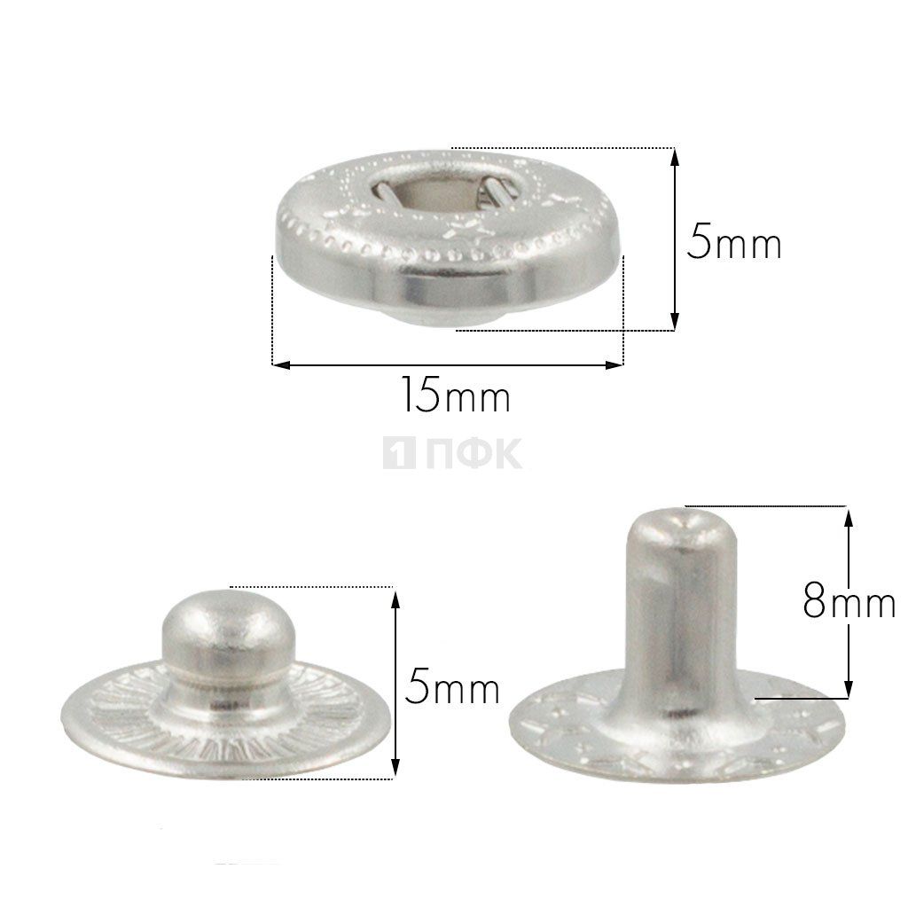 3 Части кнопки для одежды 15мм Альфа сталь цв никель (уп 720шт) STRONG — ПФКР 3 Части кнопки для одежды 15мм Альфа сталь цв никель (уп 720шт) STRONG