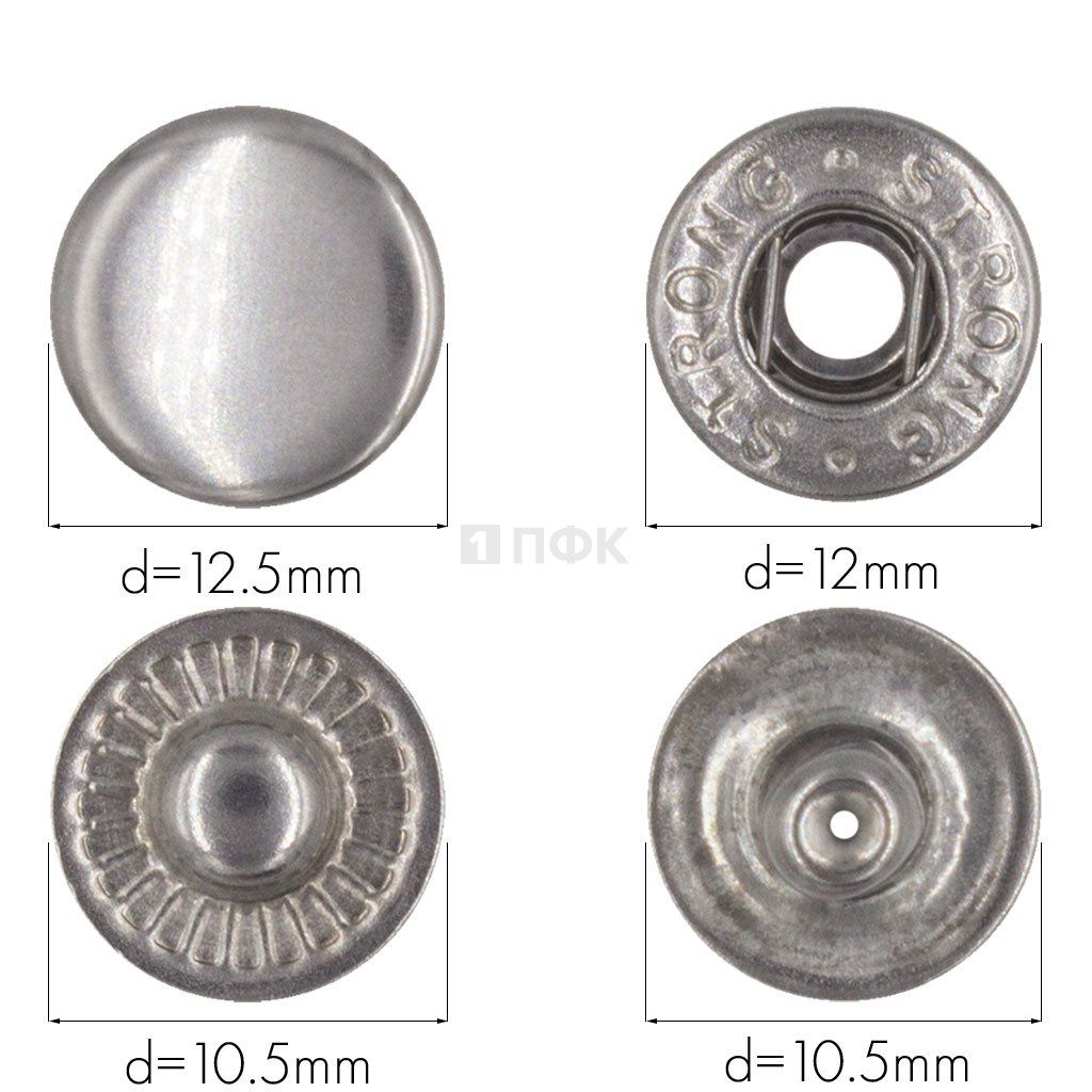 Кнопка для одежды 12,5мм Альфа сталь цв никель тем (уп 1440шт) STRONG — ПФКР Кнопка для одежды 12,5мм Альфа сталь цв никель тем (уп 1440шт) STRONG