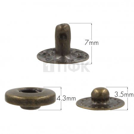 3 Части кнопки для одежды 12,5мм Альфа латунь цв антик (уп 1440шт) NEW STAR