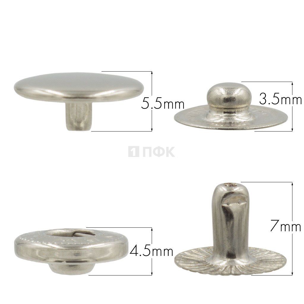 Кнопка для одежды 12,5мм Альфа сталь цв никель (уп 1440шт) NEW STAR