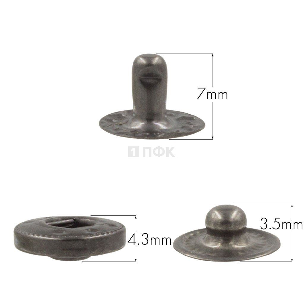 3 Части кнопки для одежды 12,5мм Альфа латунь цв никель тем (уп 1440шт) NEW STAR