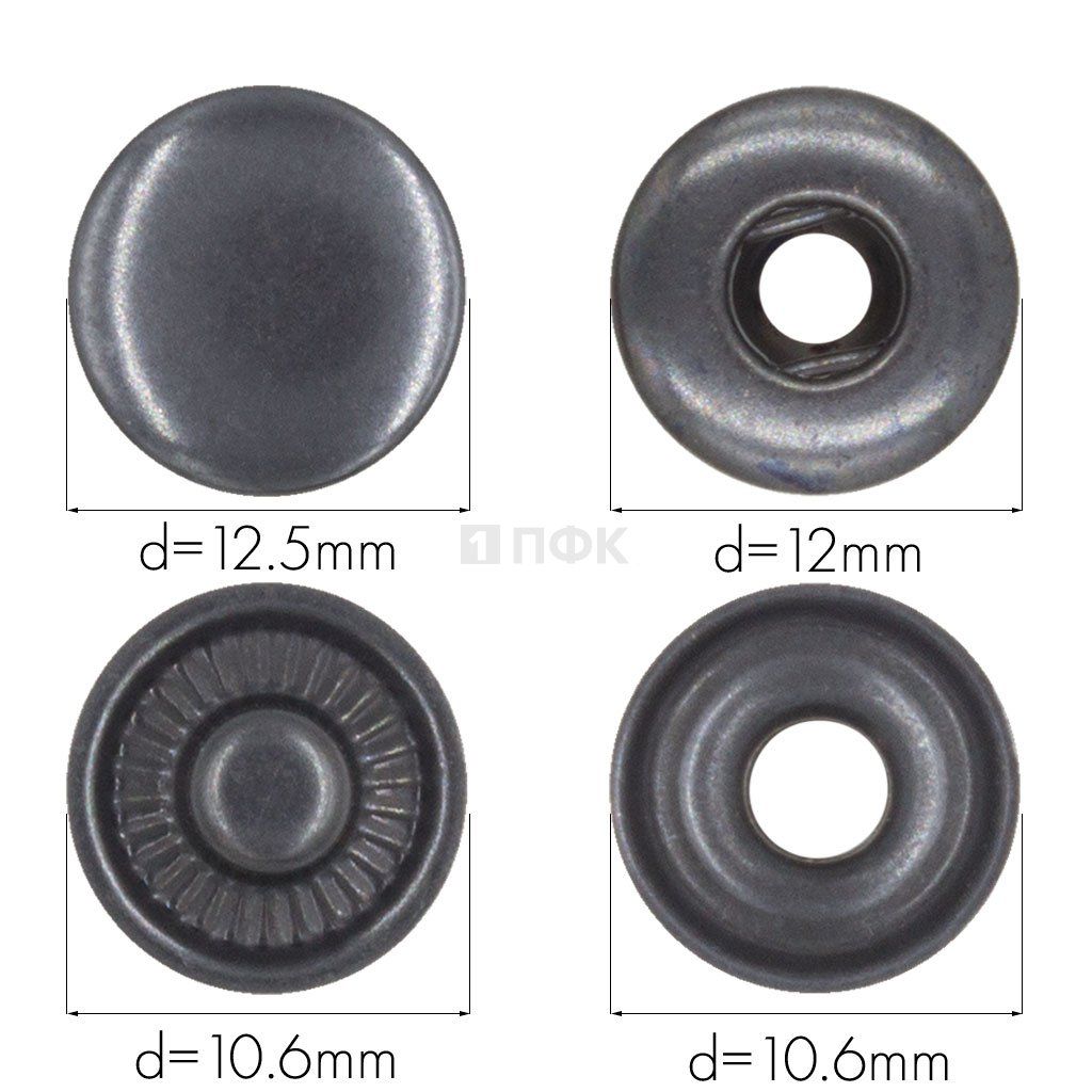 Кнопка для одежды 12,5мм Альфа нерж цв оксид (уп 1440шт) BUTTONI