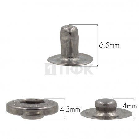 3 Части кнопки для одежды 12,5мм Альфа сталь цв никель тем (уп 1440шт) STRONG 