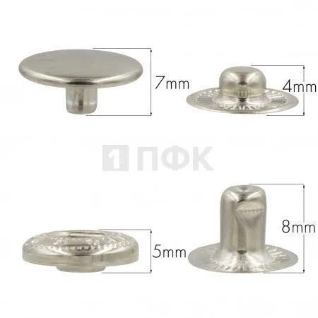 Кнопка для одежды 15мм Альфа латунь цв никель (уп 720шт) ПФК