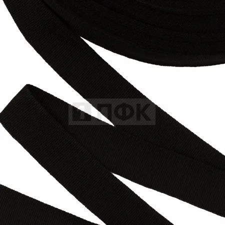 Стропа окантовочная 40мм 9,74 гр/м цв черный (рул 100м/уп 800м) РБ Стропа окантовочная 40мм 9,74 гр/м цв черный (рул 100м/уп 800м) РБ