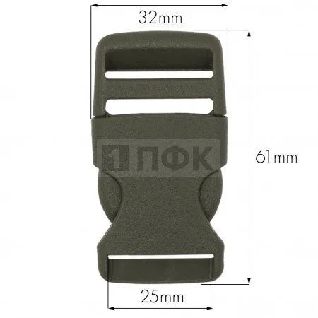 Фастекс A-25 (защелка-трезубец) ПА 25мм цв хаки (уп 1000шт)