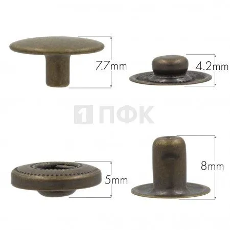 Кнопка для одежды 15мм Альфа латунь цв антик (уп 720шт) NEW STAR