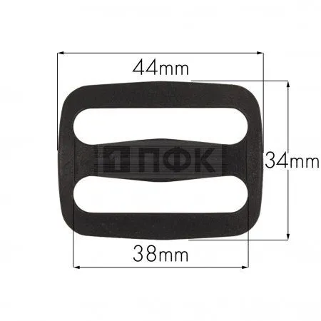 Пряжка двухщелевая пластик 38мм арт.А9-014 РОМ цв черный (уп 500шт/5000шт) Пряжка двухщелевая пластик 38мм арт.А9-014 РОМ цв черный (уп 500шт/5000шт)