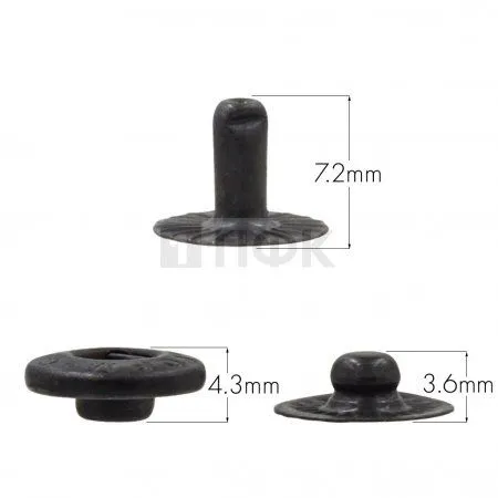 3 Части кнопки для одежды 12,5мм Альфа сталь цв оксид (уп 1440шт) STORM