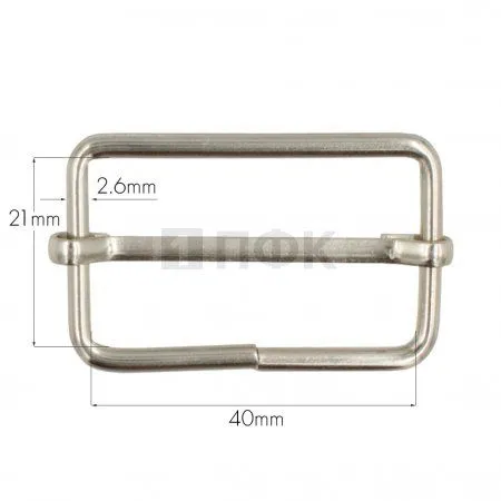 Пряжка регулировочная 40мм (толщ 2,6мм) цв никель (уп 1000шт)
