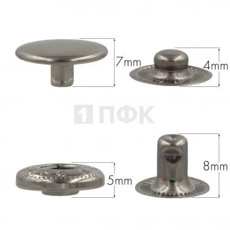 Кнопка для одежды 15мм Альфа латунь цв никель тем (уп 720шт) ПФК 